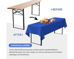 Set van 2 Bierviltjes in Koninklijk Blauw, 260x110cm, Duurzaam en Wasbaar Tafelkleed voor Tuinfeesten en Verjaardagsfeesten