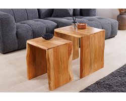 Set van 2 bijzettafels MAMMUT 55cm bruin massief acaciahout - 45762