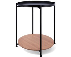 Set van 2 Bijzettafels met Hout en Staal - Diverse Hoogtes