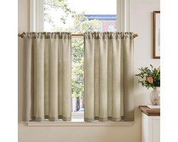 Set van 2 Bistro Gordijnen Linnenlook Kerstboomvitrage Transparant voor Keuken en Woonkamer