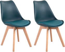 Set van 2 blauwe NORA Scandinavische stoelen met kussen