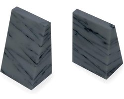 Set van 2 boeksteunen - grijze marmerlook - decoratieve boekensteunen
