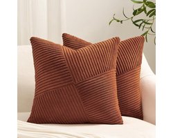 Set van 2 Boho Kussenhoezen 60 x 60 cm in Terracotta, Katoen, Modern Design voor Sofa en Slaapkamer
