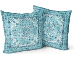 Set van 2 Boho Kussenslopen met Antiek en Vintage Ontwerp, Dubbelzijdig Patroon, 45 x 45 cm, Zachte Decoratieve Kussens voor Tuinbank en Slaapbank, 18x18 Inch Kussens