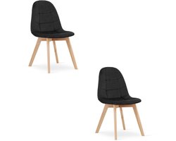 Set van 2 BORA Velvet Design Stoelen – Zwart Fluweel – Scandinavisch Design – Beukenhouten Poten – Modern & Ergonomisch