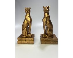 Set van 2 bronzen panter boekensteunen