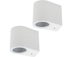 Set van 2 - Buitenlamp OVAL-W - Tuinverlichting - Buitenverlichting/Wandlamp buiten met IP44 - Muurlamp 1x GU10 - Wit