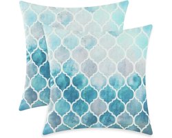Set van 2 CaliTime Cosy Sierkussen Gevallen Covers voor Bank Slaapbank Handleiding Handgeschilderd Kleurrijk Geometrisch Trellis Chain Print 45cm X 45cm Belangrijkste grijze wintertaling