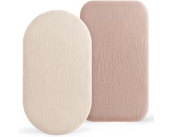Set van 2 co-sleeping lakens voor babybedje, 100% katoenen mousseline lakens voor kinderwagen, reisbedje en wiegje,2 romige abrikozen + bonenpasta poeder,82*41cm