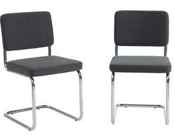Set van 2 comfortabele corduroy stoelen met metalen poten