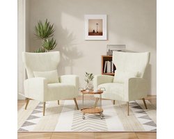 Set van 2 comfortabele fluwelen fauteuils met hoge rugleuning en gouden poten