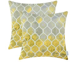 Set van 2 Cosy Sierkussen Covers voor Bank – Handgeschilderde Geometrische Print 40cm x 40cm