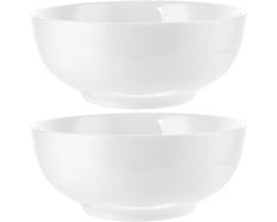 Set van 2 Crème Witte Porseleinen Kommen van 1800ml - Ideaal voor Salades, Soepen en Fruit