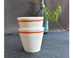 Set van 2 - Cup Pisa orange - Kop zonder oor - handgemaakt - duurzaam - Agneta Livijn