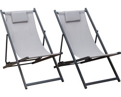 Set van 2 CYPRUS relaxfauteuils - grijs textilene/charcoal structuur