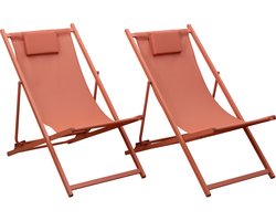 Set van 2 CYPRUS stoelen - terracotta textilene/terracotta structuur