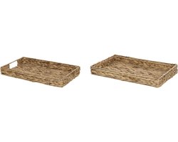 Set van 2 decoratieve dienbladen KONTUM Wicker Natuurlijk