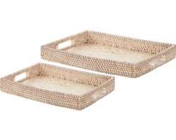 Set van 2 decoratieve dienbladen NDEBELE Rotan Natuurlijk