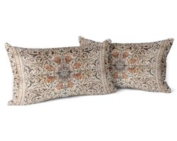 Set van 2 Decoratieve Kussenhoezen met Bloemenpatroon - Boheemse Vintage Kussenslopen voor Woondecoratie