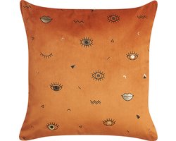 Set van 2 decoratieve kussens AEONIUM Fluweel 45 x 45 cm Oranje Abstract patroon
