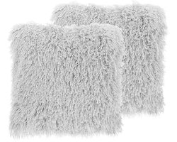 Set van 2 decoratieve kussens CIDE 45 x 45 cm Lichtgrijs Effen
