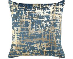 Set van 2 decoratieve kussens GARDENIA Fluweel 45 x 45 cm Blauw Abstract patroon