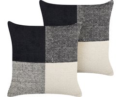 Set van 2 decoratieve kussens LAELIA Katoen 45 x 45 cm Zwart Patchwork