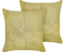 Set van 2 decoratieve kussens MILLET Corduroy 43 x 43 cm Olijfgroen Geometrisch patroon