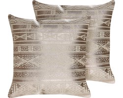 Set van 2 decoratieve kussens OUJDA Katoen 50 x 50 cm Roségoud Geometrisch patroon