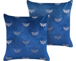 Set van 2 decoratieve kussens YUZURI Fluweel 45 x 45 cm Marineblauw Dierenprint
