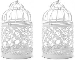 Set van 2 decoratieve metalen theelicht hangende vogelkooi lantaarns voor kaarsen