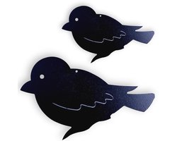 Set van 2 Decoratieve Vogels in Zwart - Wanddecoratie van Metaal voor Woon- en Tuin