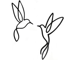 Set van 2 decoratieve vogels van zwart metaal, elegante wanddecoratie voor woonkamer en raam, minimalistisch ornament voor binnen en buiten, perfect cadeau voor natuurliefhebbers en interieurfans
