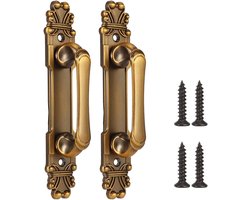 Set van 2 Deurklink - Antieke deurgreep in stijl - Kastbeslag messing - Voor ladekast accessoires - Vintage goud