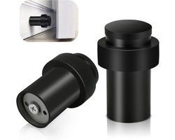 Set van 2 Deurstoppers - Deurstoppers Zwart- 6x4x4Cm - Deurbuffer Geschikt Voor binnen en buiten