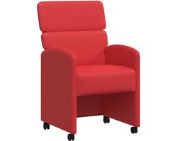 Set van 2 Dining Stoelen | Eetkamerstoel | Eettafelstoelen met Wielen Rood 58 x 65 x 98 cm Kunstleer