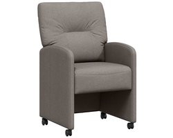 Set van 2 Dining Stoelen | Eetkamerstoel | Eettafelstoelen met Wielen Taupe 57 x 67 x 95 cm Stof