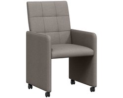 Set van 2 Dining Stoelen | Eetkamerstoel | Eettafelstoelen met Wielen Taupe 58 x 65 x 94 cm Stof