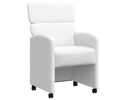 Set van 2 Dining Stoelen | Eetkamerstoel | Eettafelstoelen met Wielen Wit 58 x 65 x 98 cm Kunstleer