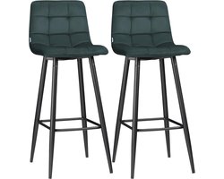 Set van 2 Donkergroene Barkrukken met Stalen Poten en Voetsteun - Design en Comfort