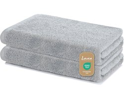 Set van 2 Douchelakens (60x120 cm) - 100% Zacht & Absorberend Katoen - Zilver - Oeko-Tex Gecertificeerd