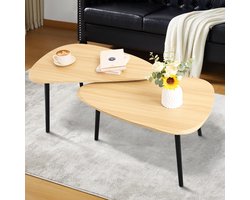 Set van 2 Driehoekige Salontafels voor Woonkamer en Slaapkamer - Industriële Nestelbare Bijzettafels