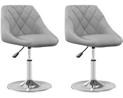 Set van 2 Eetkamerstoel | Eetstoel | Keukenstoel | Eettafelstoelen draaibaar fluweel lichtgrijs