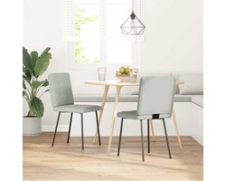 Set van 2 Eetkamerstoel | Eetstoel | Keukenstoel | Eettafelstoelen fluweel lichtgrijs