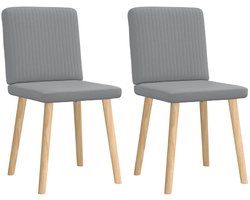 Set van 2 Eetkamerstoel | Eetstoel | Keukenstoel | Eettafelstoelen stof lichtgrijs