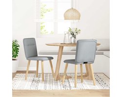 Set van 2 Eetkamerstoel | Eetstoel | Keukenstoel | Eettafelstoelen stof lichtgrijs