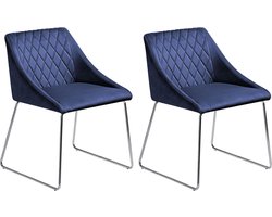 Set van 2 eetkamerstoelen ARCATA Fluweel Marineblauw