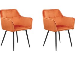 Set van 2 eetkamerstoelen JASMIN Fluweel Oranje