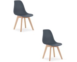 Set van 2 Eetkamerstoelen KITO – Donker Leistee – Beuken Poten – Kuipstoel met Kunststof Zitting – Tijdloos Design, Functioneel en Duurzaam, Geschikt voor Woonkamer, Eetkamer en Kantoor