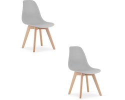 Set van 2 Eetkamerstoelen KITO – Grijs – Beuken Poten – Kuipstoel met Kunststof Zitting – Tijdloos Design, Functioneel en Duurzaam, Geschikt voor Woonkamer, Eetkamer en Kantoor